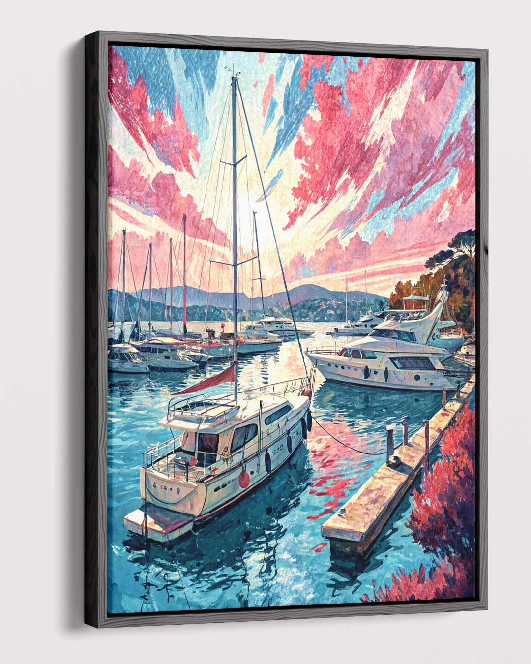 Magische Havenscène bij Zonsondergang Kunstwerk-canvas-dibond-plexiglas-wanddecoratie-WallArtistic