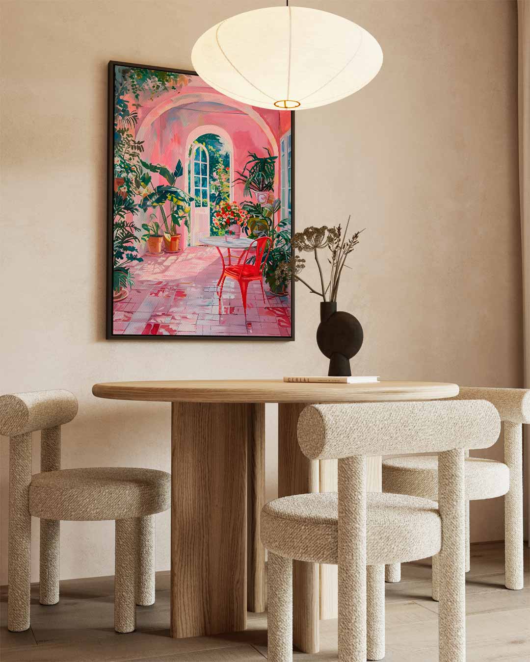 Roze Dromerige Tuinserre Schilderij Kunstwerk-canvas-dibond-plexiglas-wanddecoratie-WallArtistic