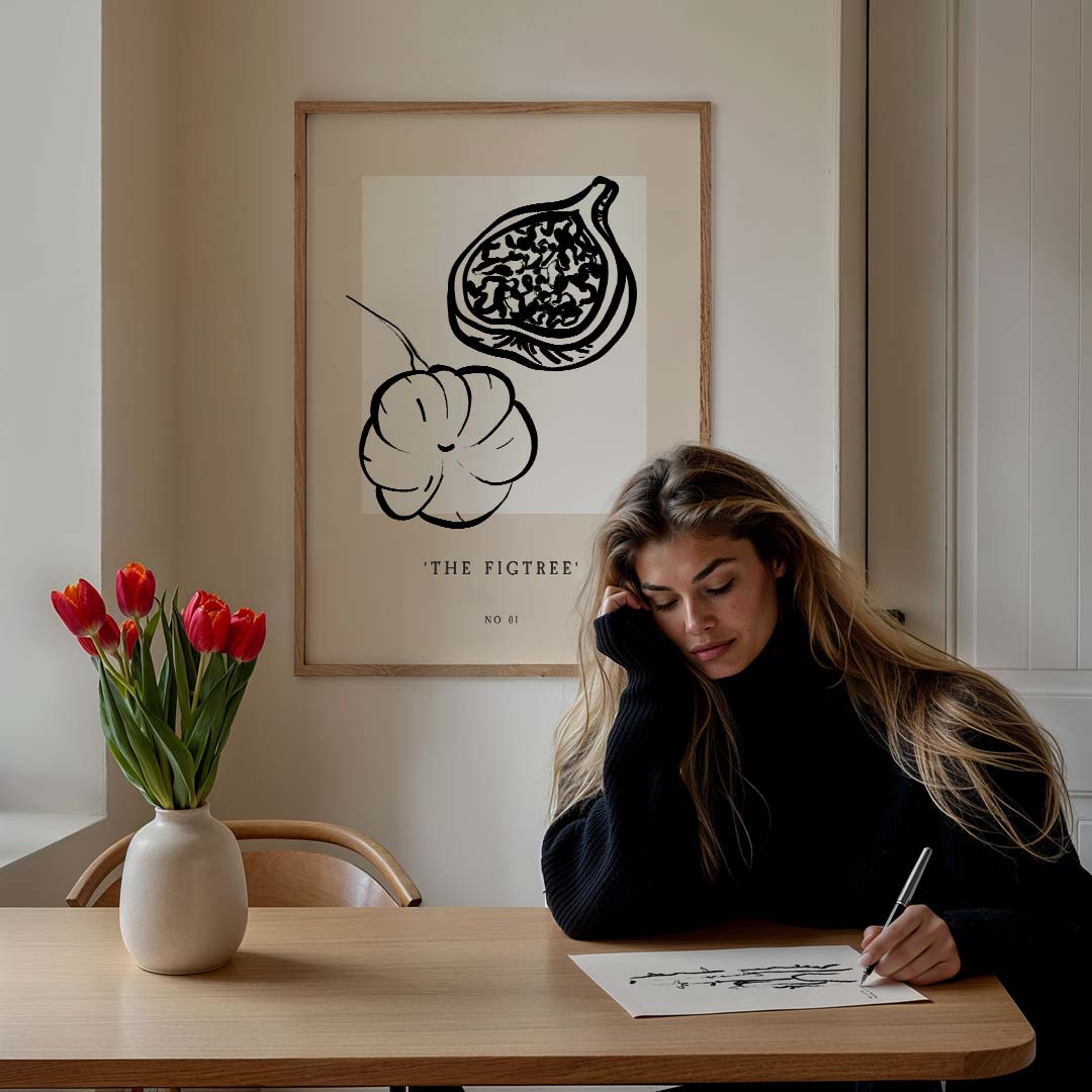 Minimalistische Vijgenboom Illustratie Poster-WallArtistic