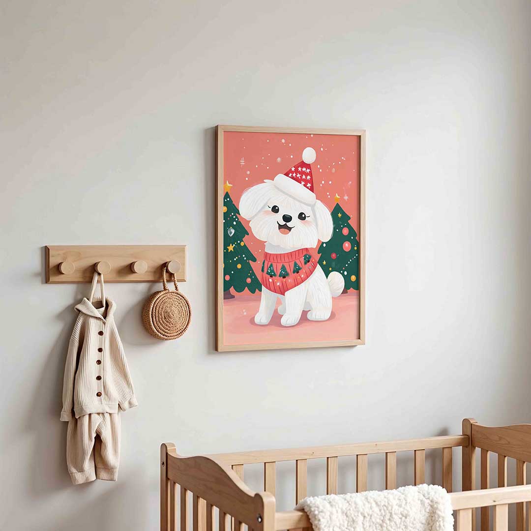 Hond met kersttrui Poster