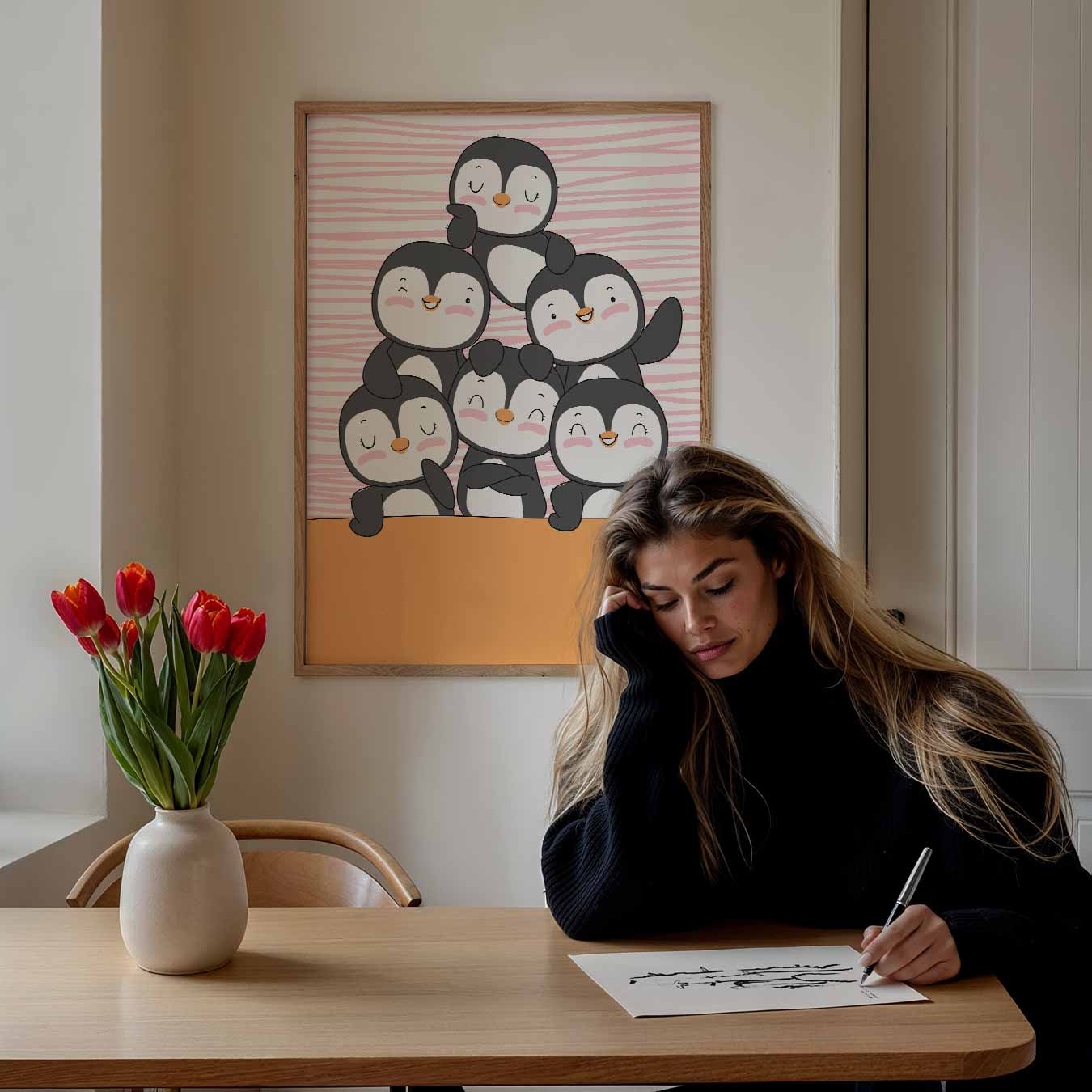 Vrolijke Pinguïn Vriendjes Poster