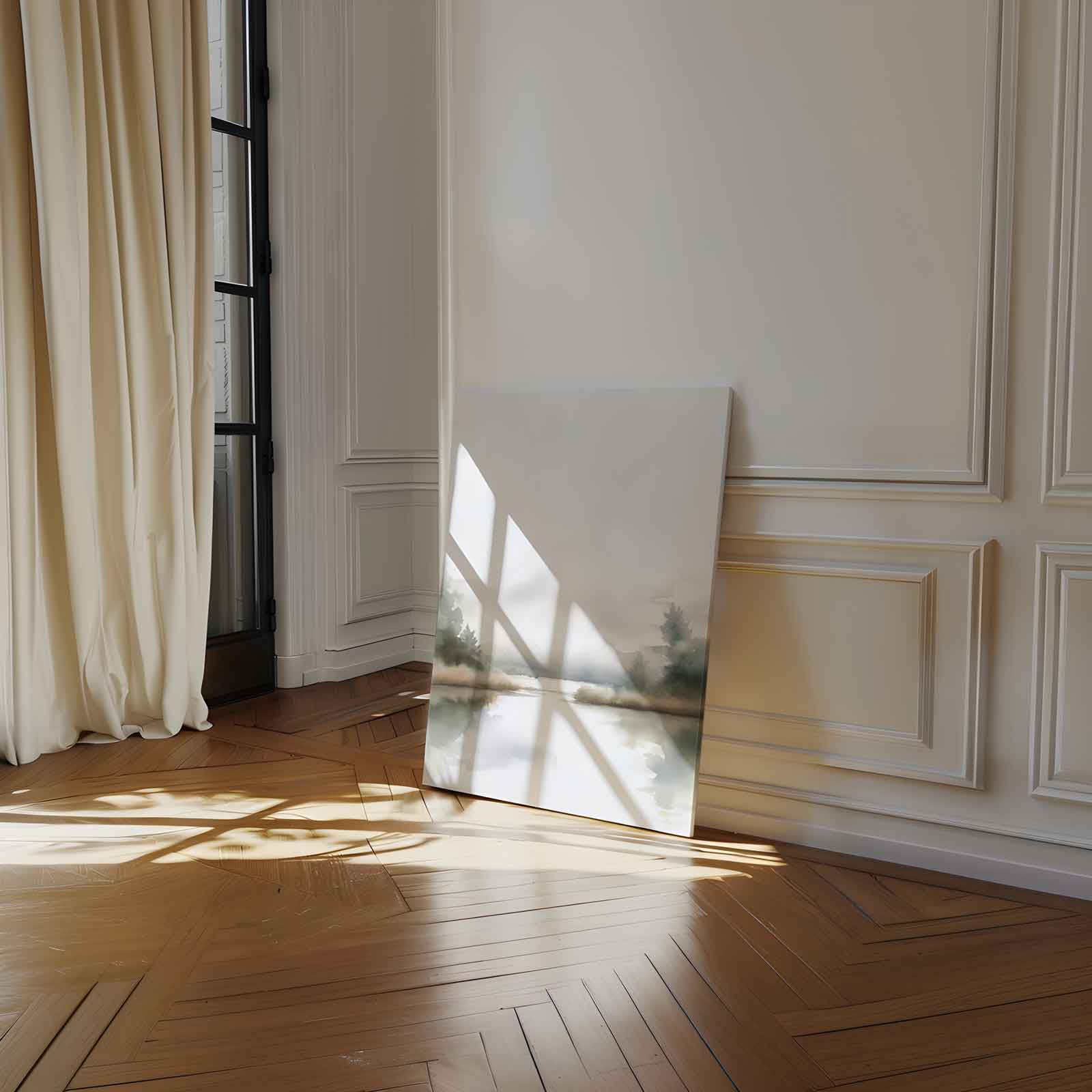 Sereen Landschap in Aquarel Kunstwerk-canvas-dibond-plexiglas-wanddecoratie-WallArtistic