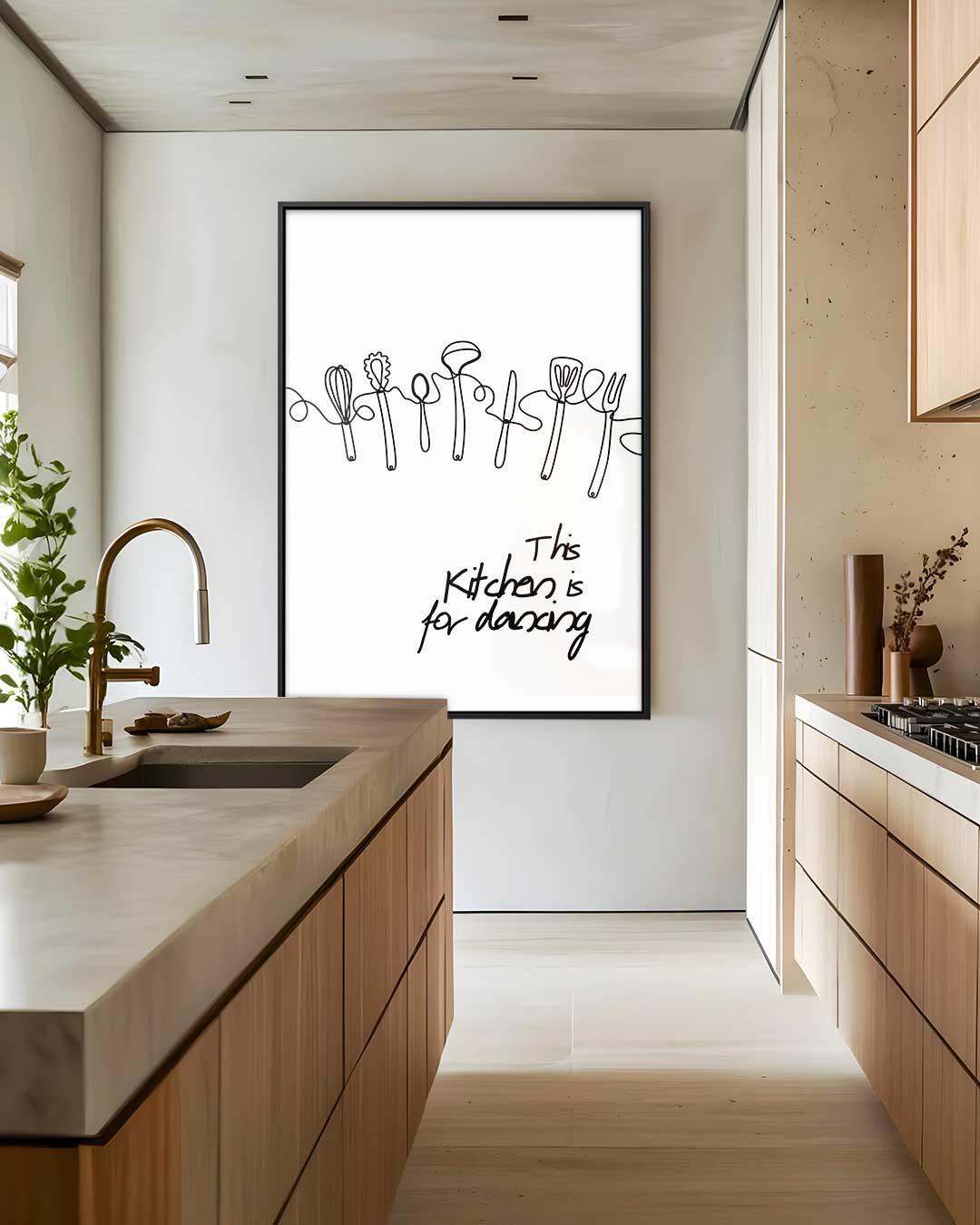 Dansende Keukentools Print Kunstwerk-canvas-dibond-plexiglas-wanddecoratie-WallArtistic