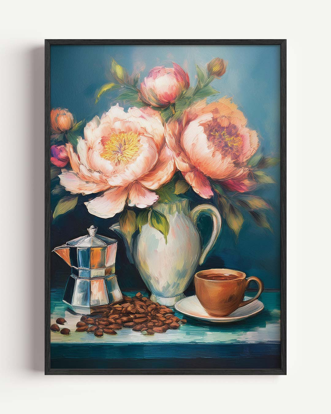 Koffie en Bloemen Poster-WallArtistic