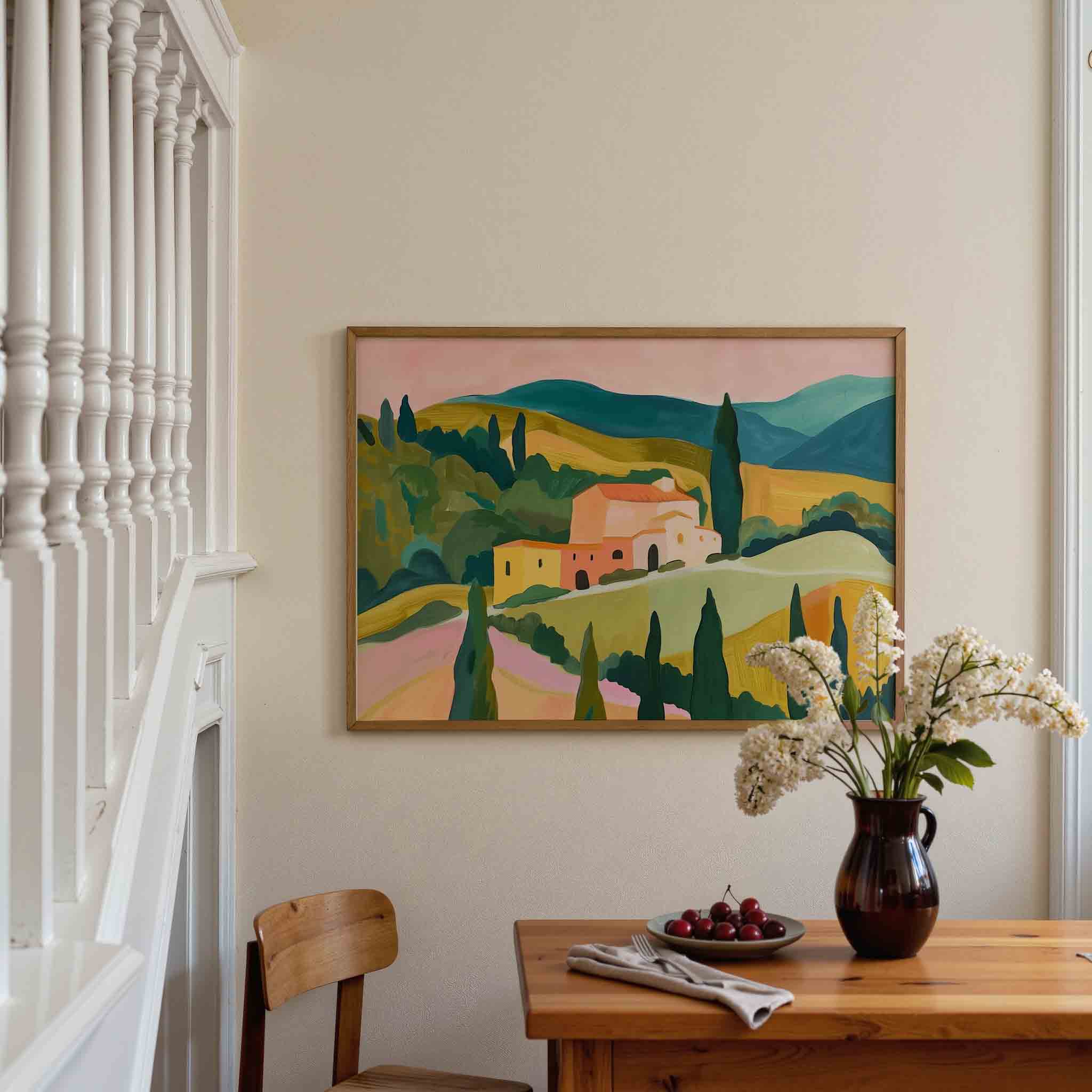 Landschap met huis Poster