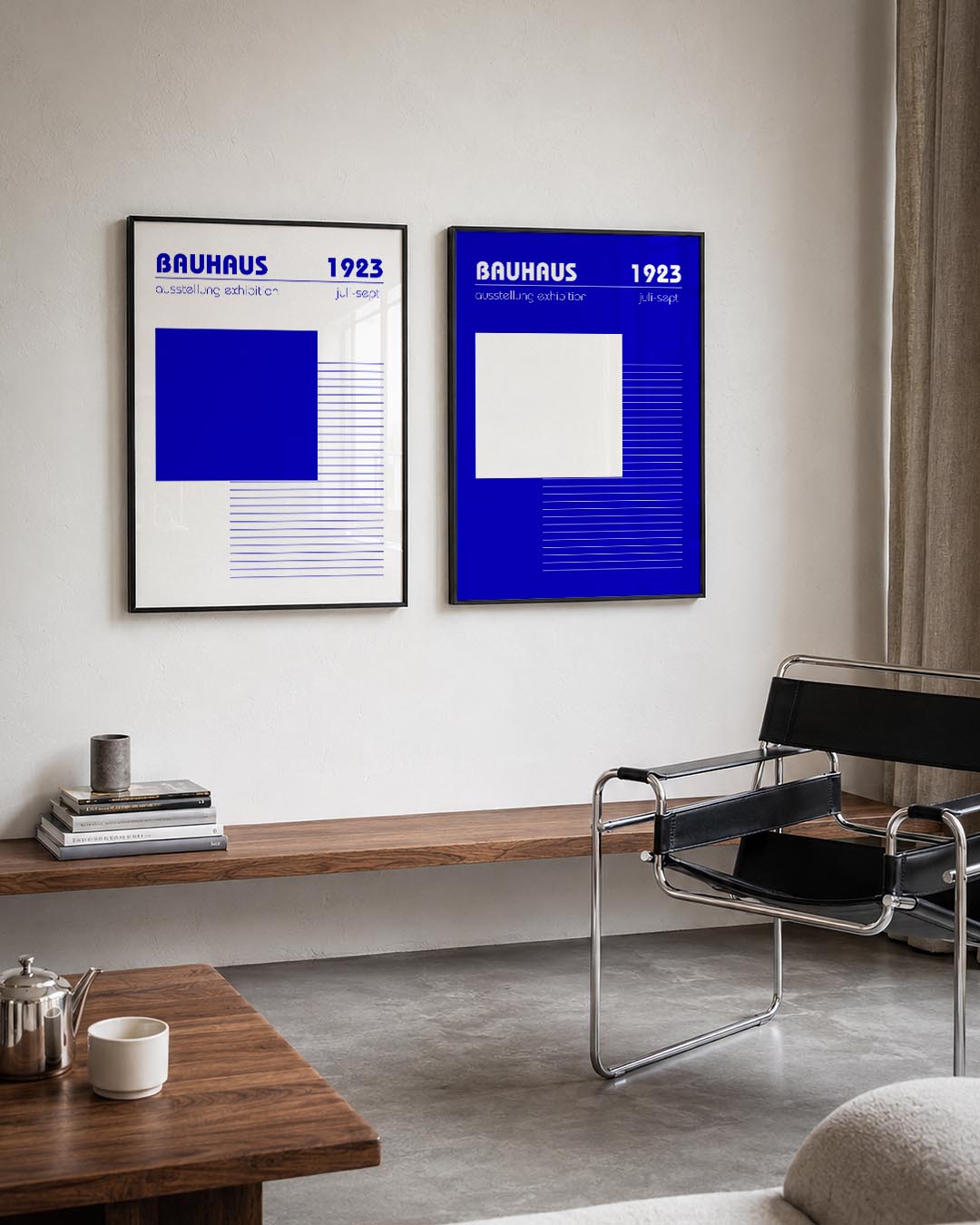 Blauw en lijnen Posterset