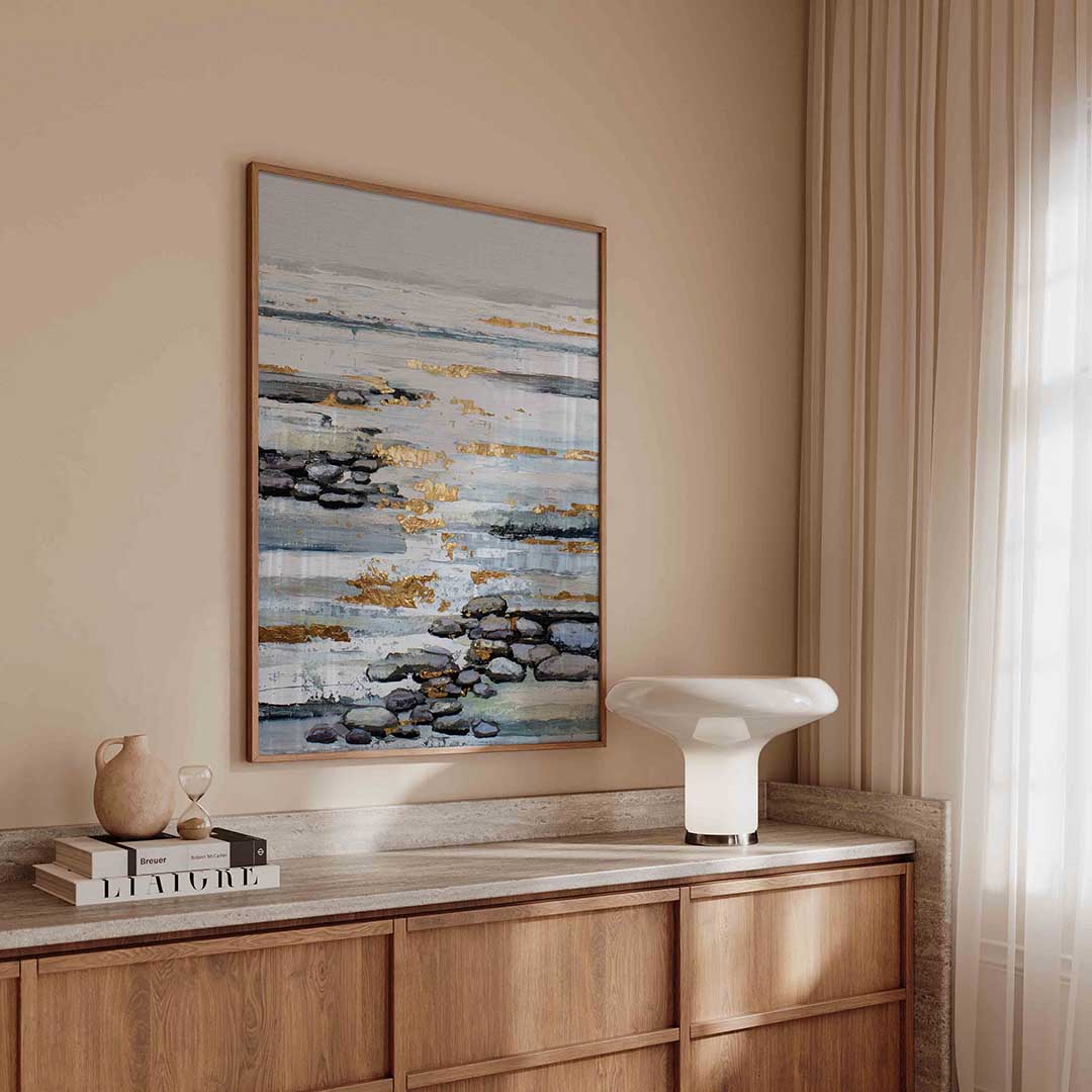 Gouden accenten op stenen Poster