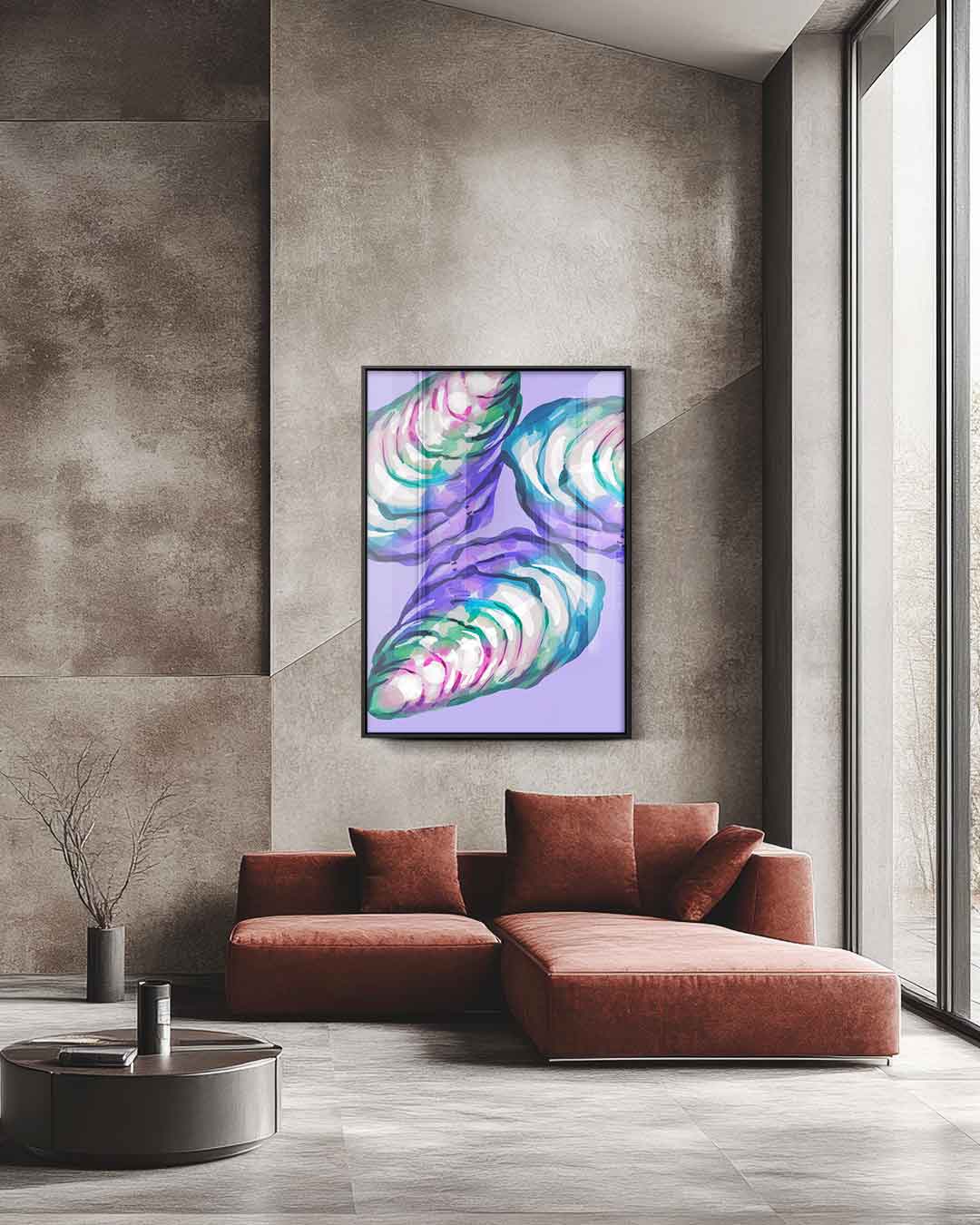 Kleurrijke Abstracte Oesters Kunstwerk-canvas-dibond-plexiglas-wanddecoratie-WallArtistic