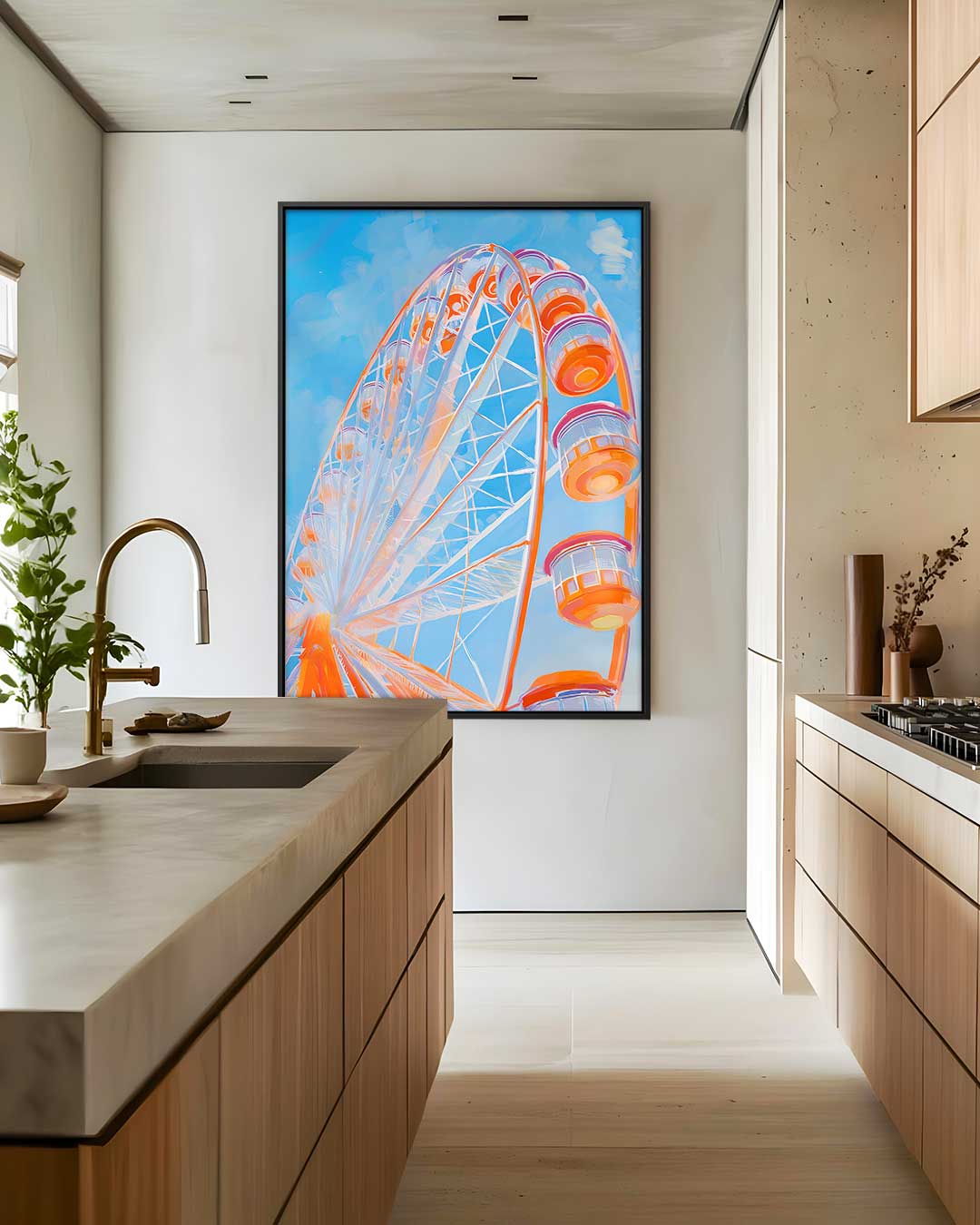 Kleurrijke Reuzenrad Fantasie Kunstwerk-canvas-dibond-plexiglas-wanddecoratie-WallArtistic