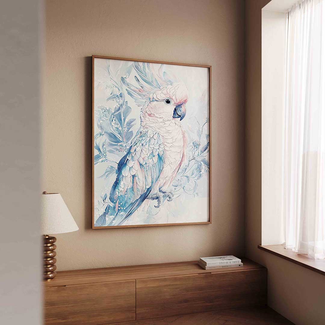 Papegaai met bladeren Poster