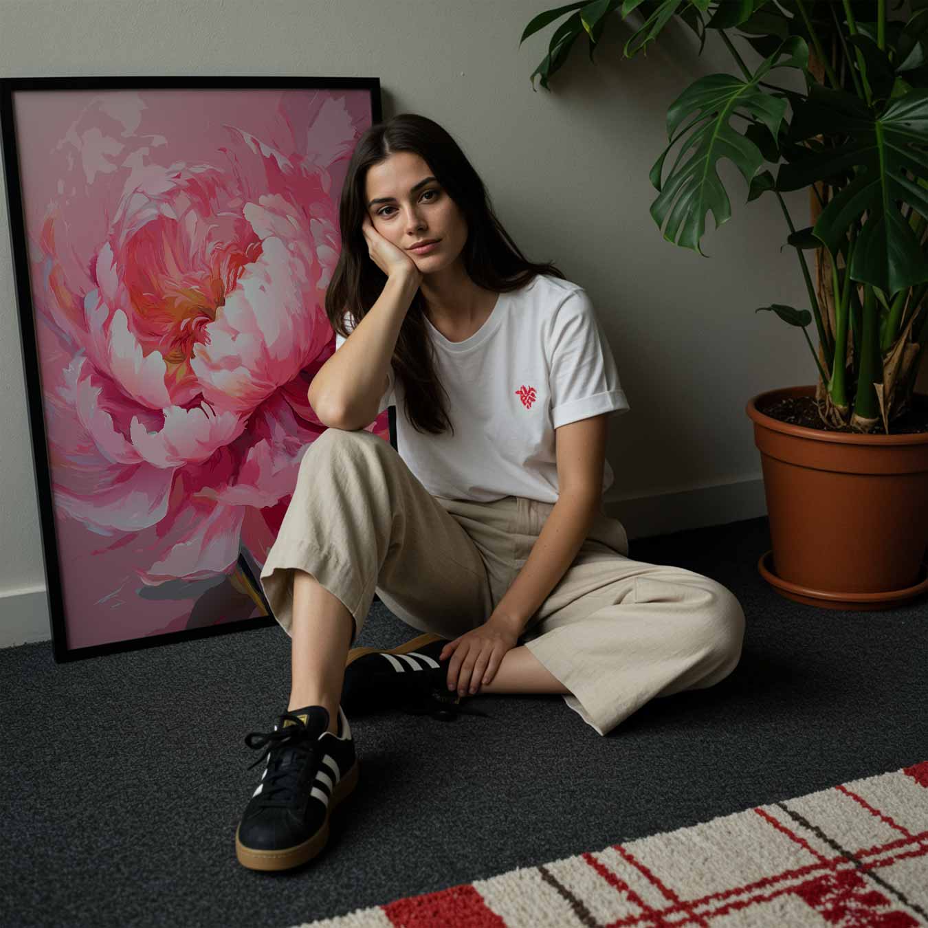 Betoverende Roze Pioenroos Poster