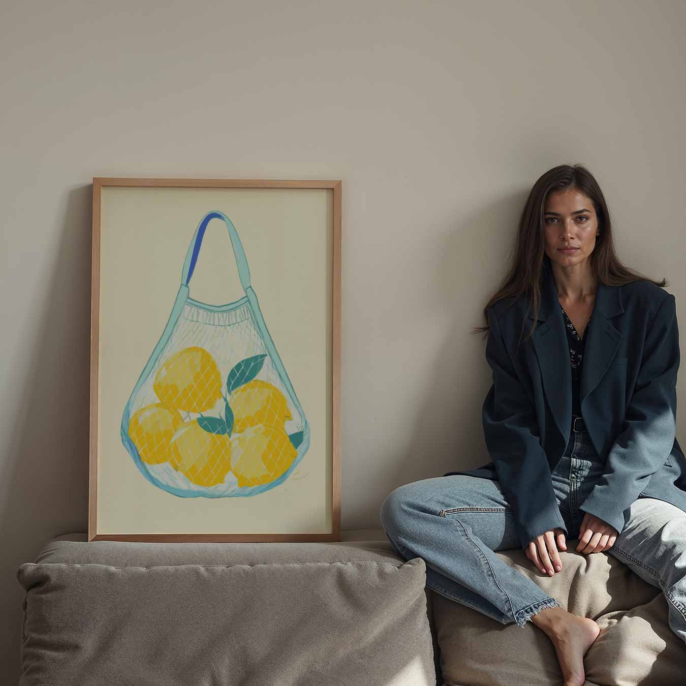 Zomerse Citroen Net-Tas Poster-WallArtistic