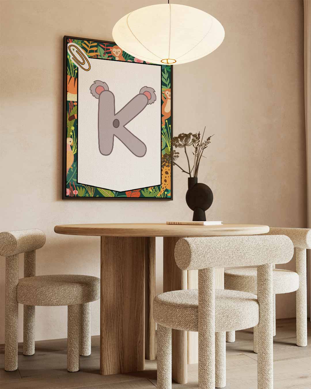 Speelse Koala Letter K Kunstwerk-canvas-dibond-plexiglas-wanddecoratie-WallArtistic