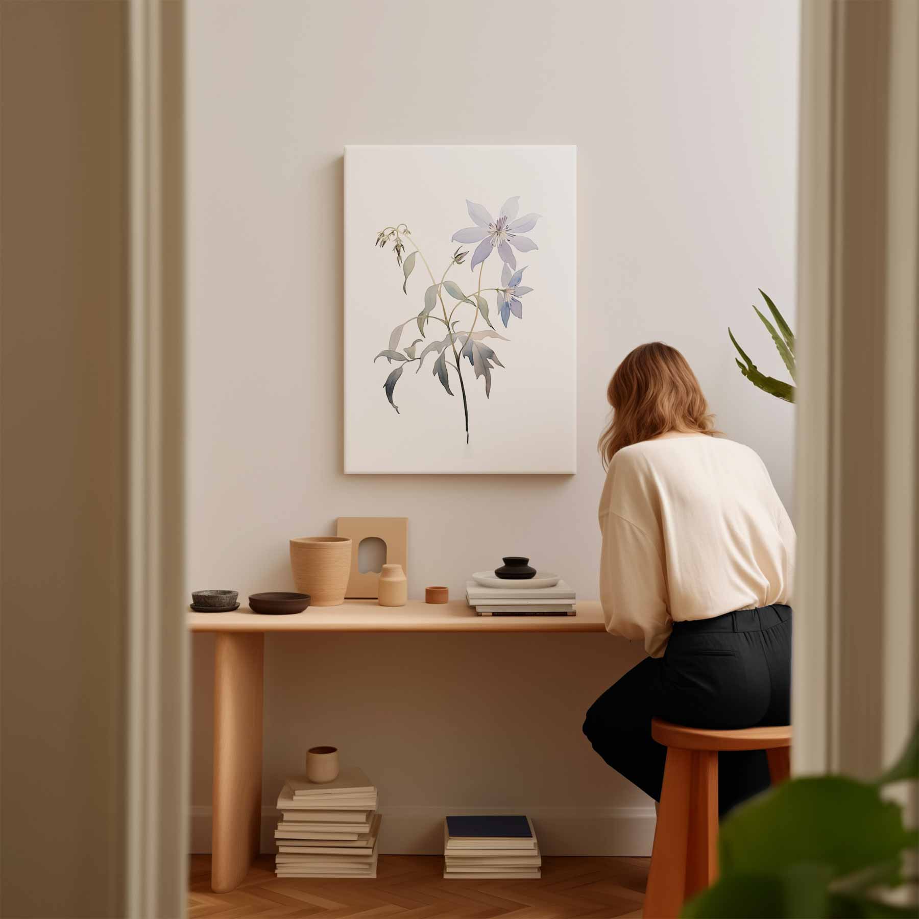 Prachtige Bloemen in Lichte Waterverf Kunstwerk-canvas-dibond-plexiglas-wanddecoratie-WallArtistic