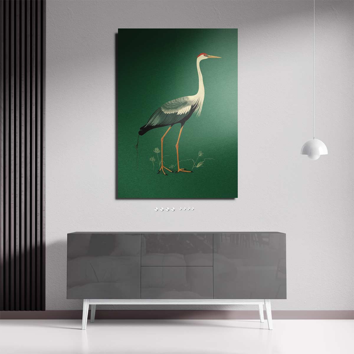 Elegante Kraanvogel Illustratie Kunstwerk-canvas-dibond-plexiglas-wanddecoratie-WallArtistic