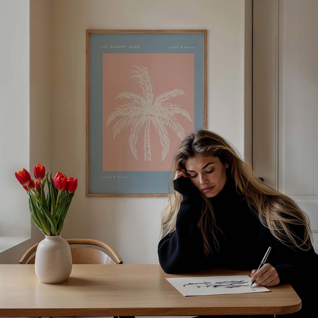Palmboom Pastel Poster-WallArtistic