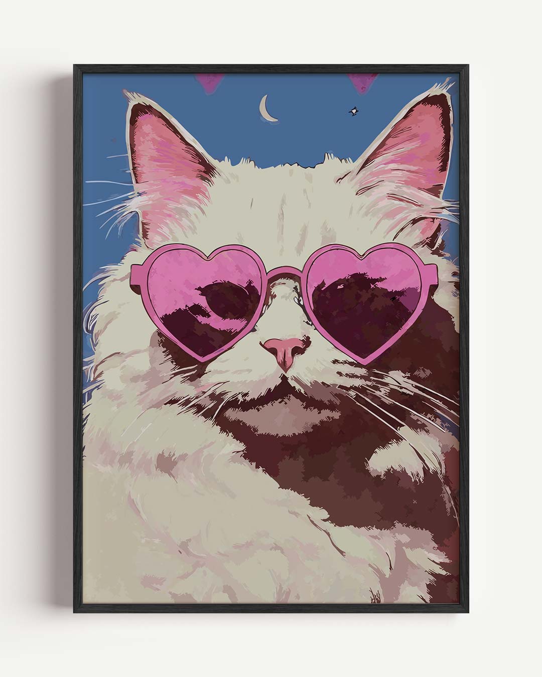 Hippe Kat met Roze Zonnebril Poster-WallArtistic