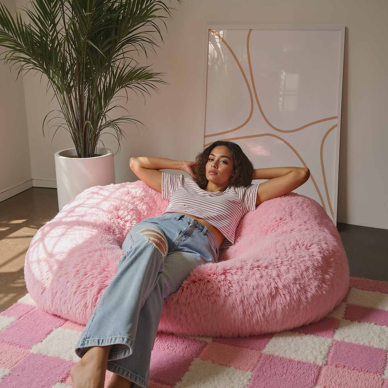 Abstracte Vormen in Beige Poster-WallArtistic