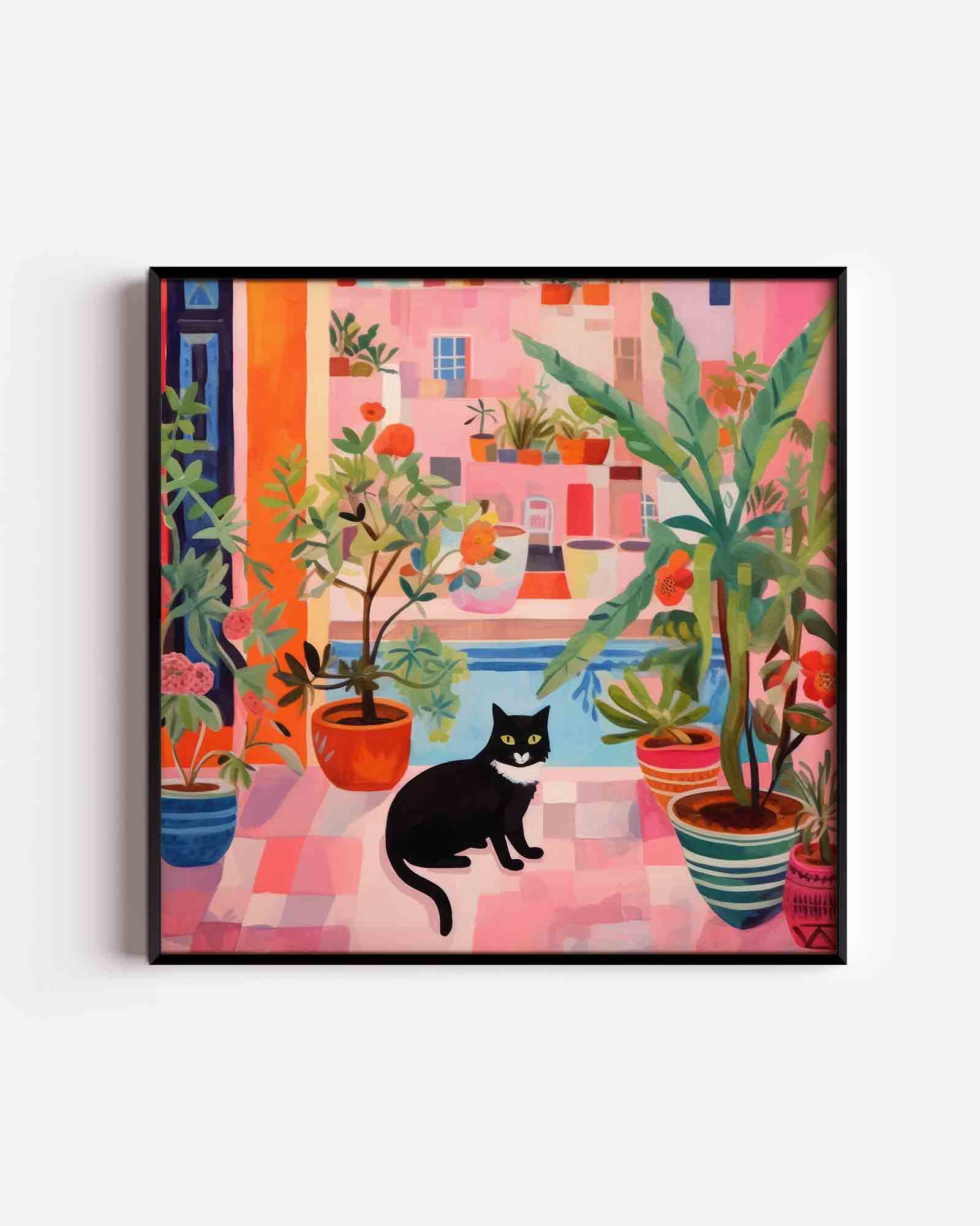 Kat tussen planten Poster