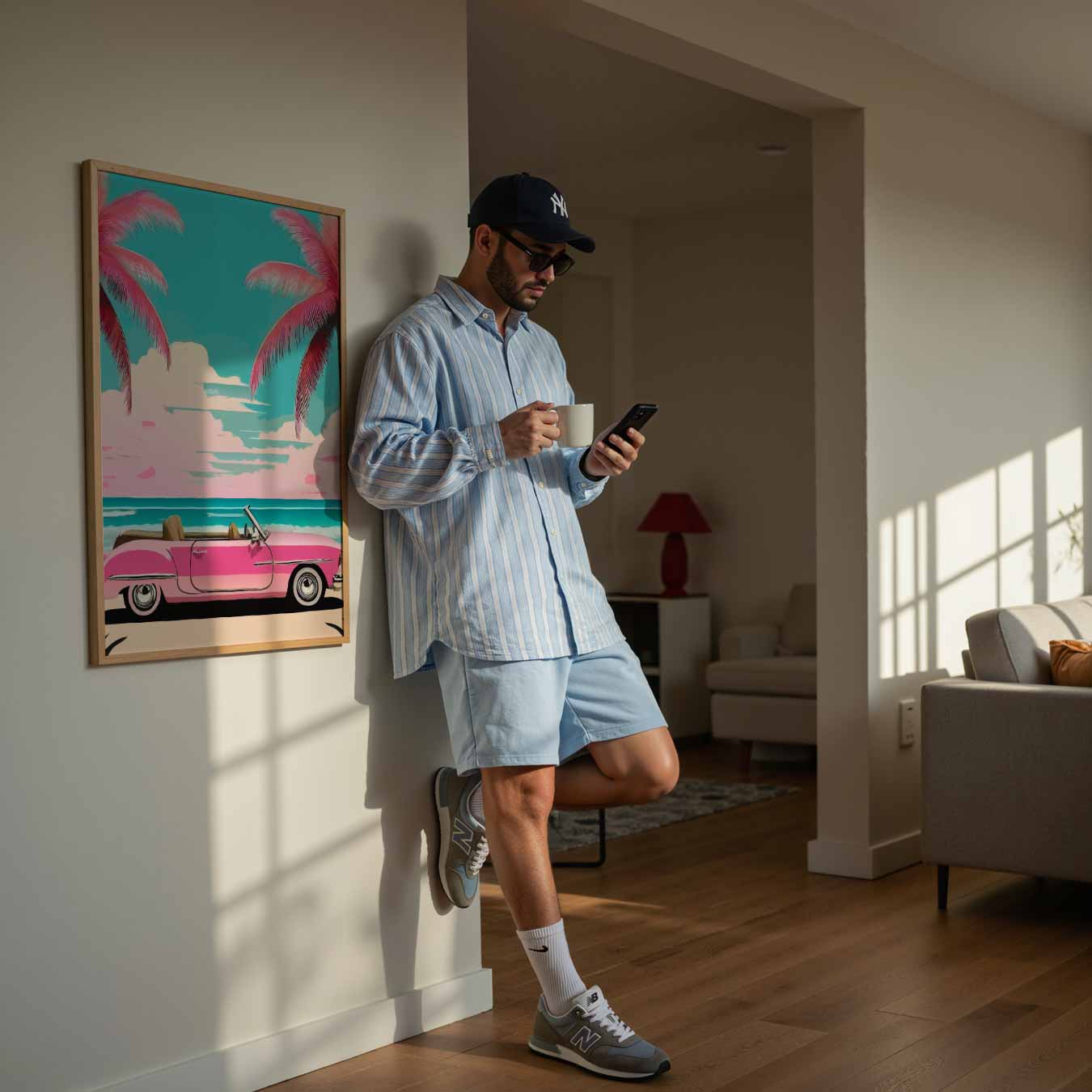 Vintage Tropische Strandauto Poster-WallArtistic