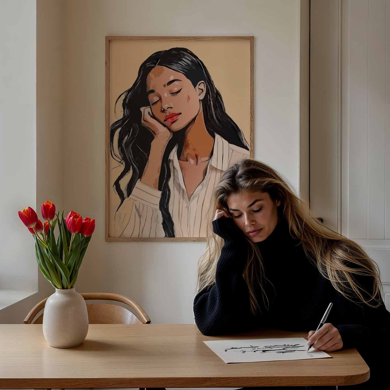 Dromerige Vrouw Portret Poster