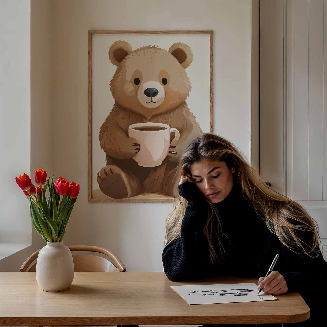 Knuffelige Bereposter Met Mok Poster