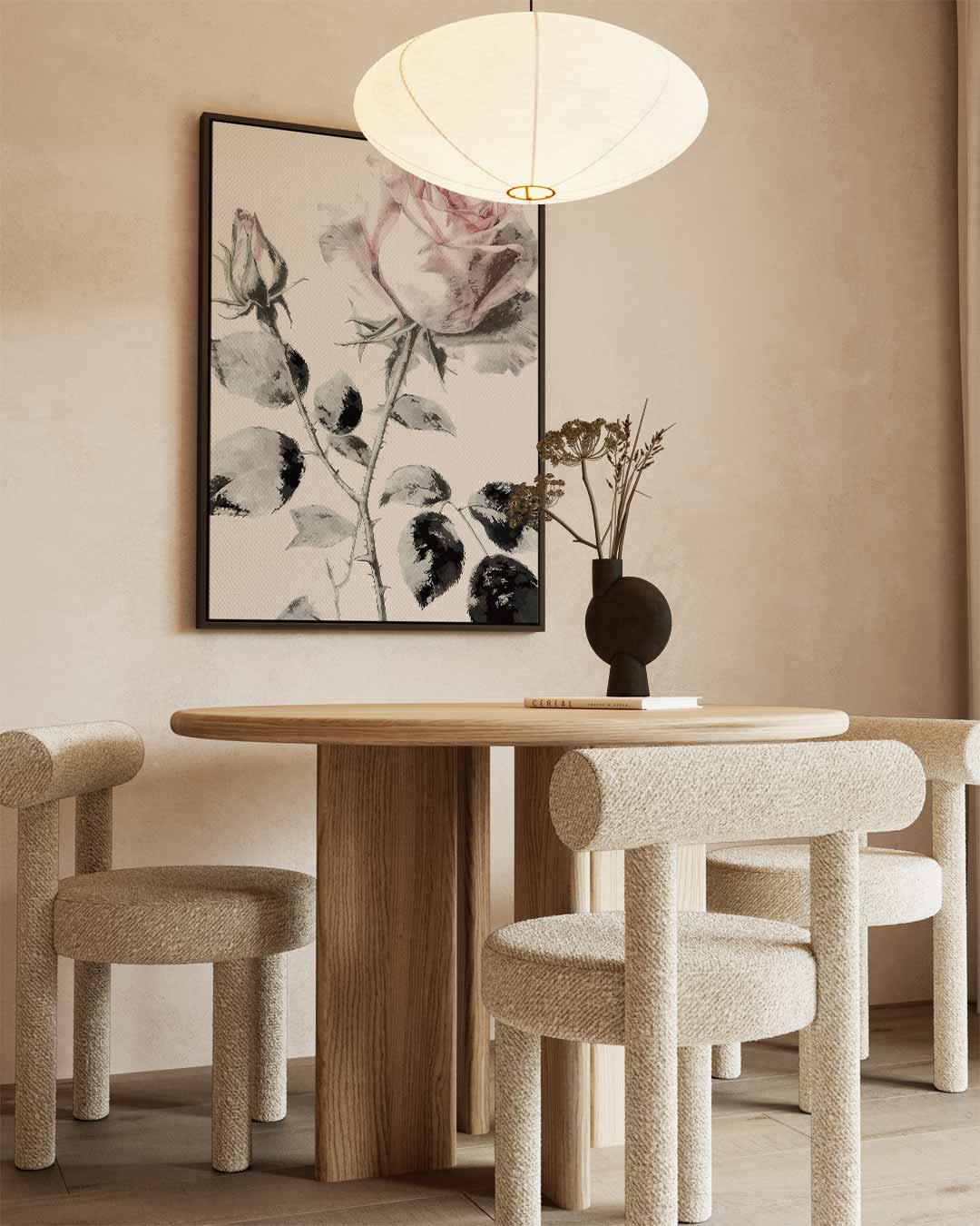 Elegante Roos in Pasteltinten Kunstwerk-canvas-dibond-plexiglas-wanddecoratie-WallArtistic