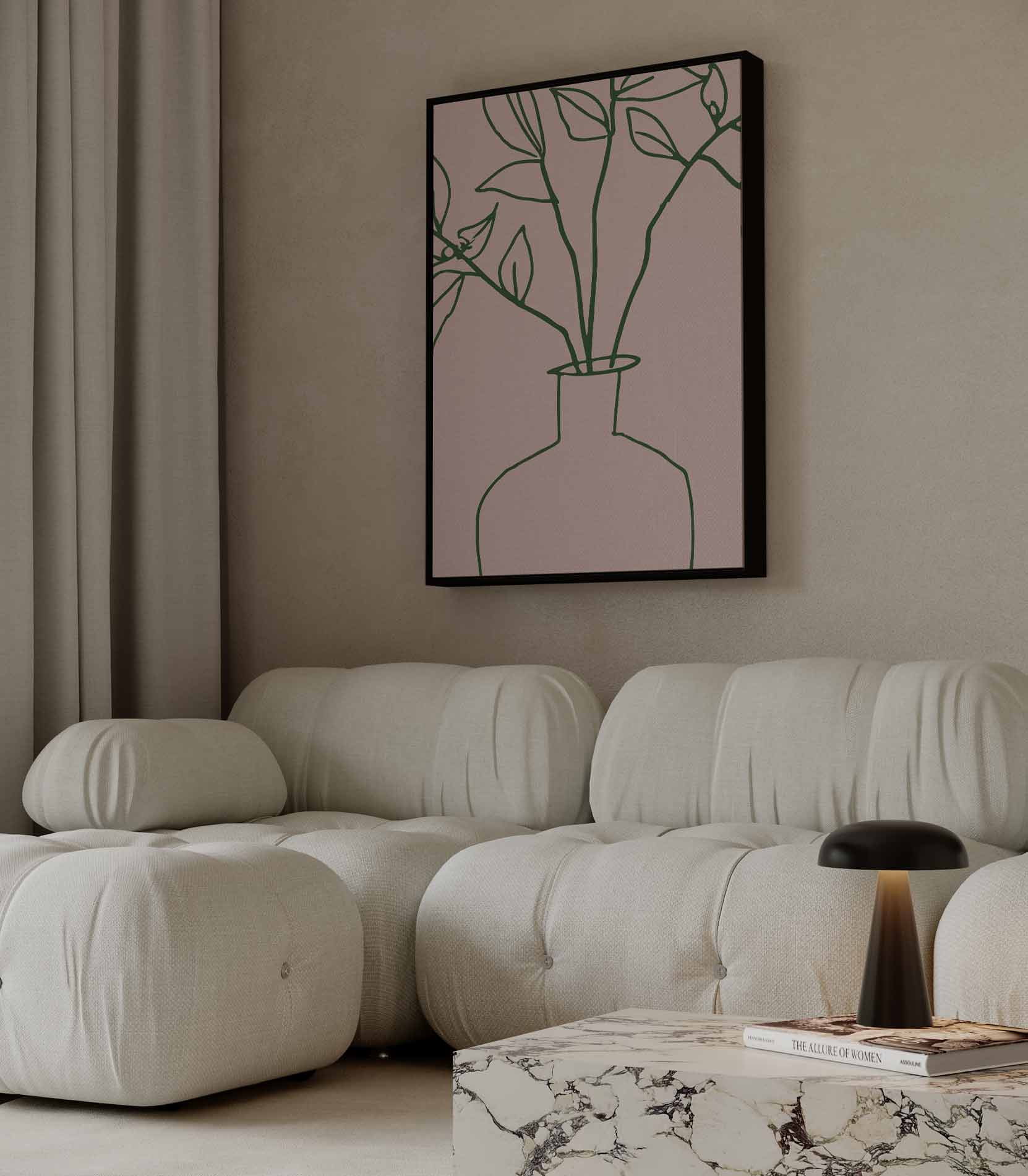 Simpele Botanical Vaas Illustratie Kunstwerk-canvas-dibond-plexiglas-wanddecoratie-WallArtistic