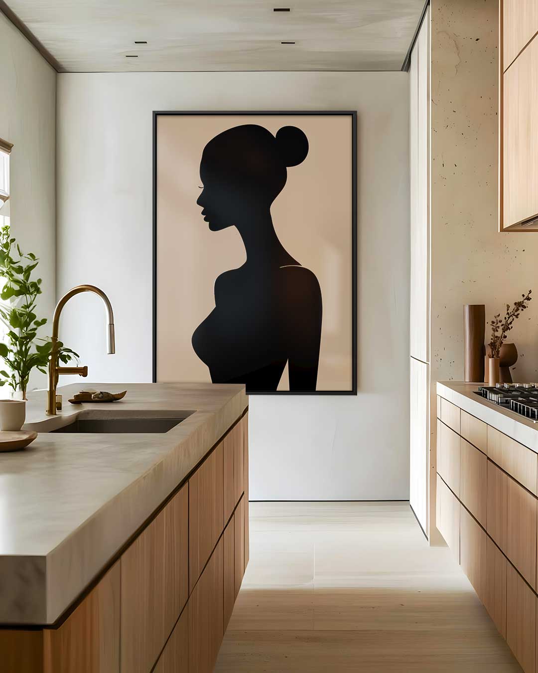 Elegante Vrouwelijke Silhouet Kunstwerk-canvas-dibond-plexiglas-wanddecoratie-WallArtistic