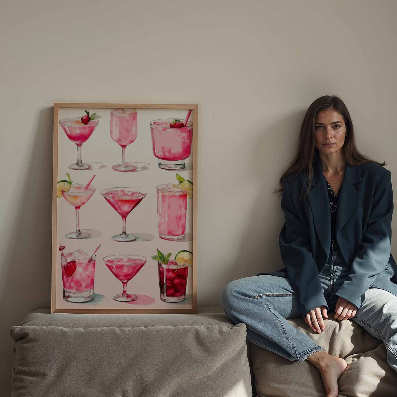 Roze Cocktail Kunstposter
