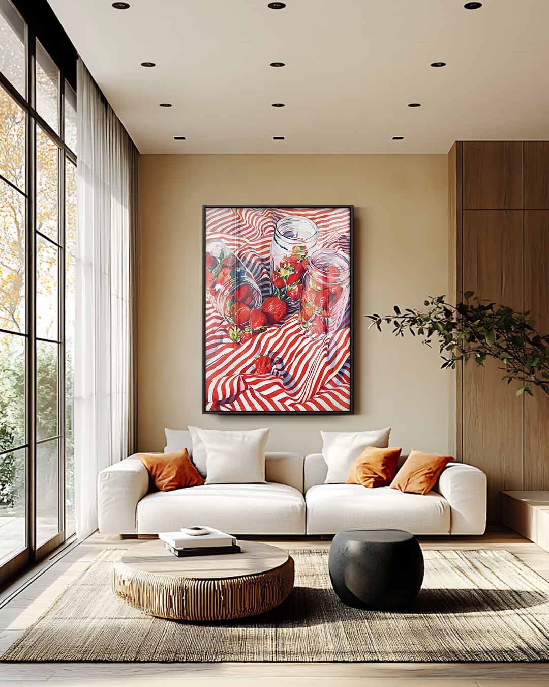 Zomerse Aardbeien in Potten Kunstwerk-canvas-dibond-plexiglas-wanddecoratie-WallArtistic