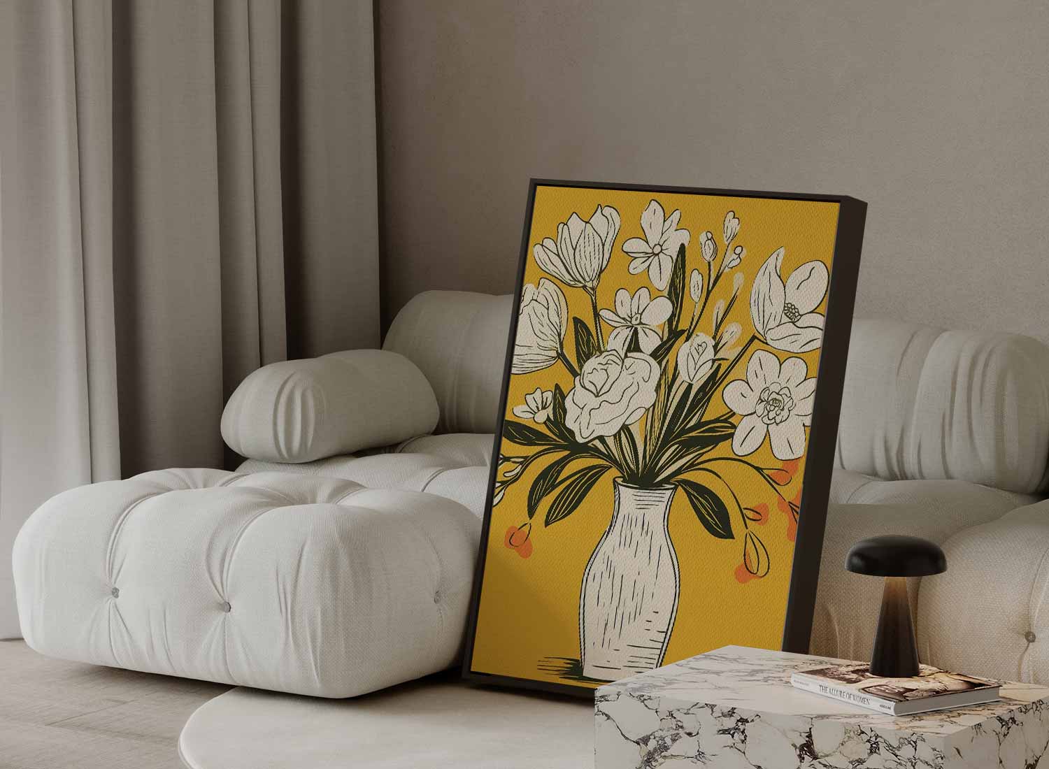 Tijdloze Bloemenvazen Illustratie Kunstwerk-canvas-dibond-plexiglas-wanddecoratie-WallArtistic