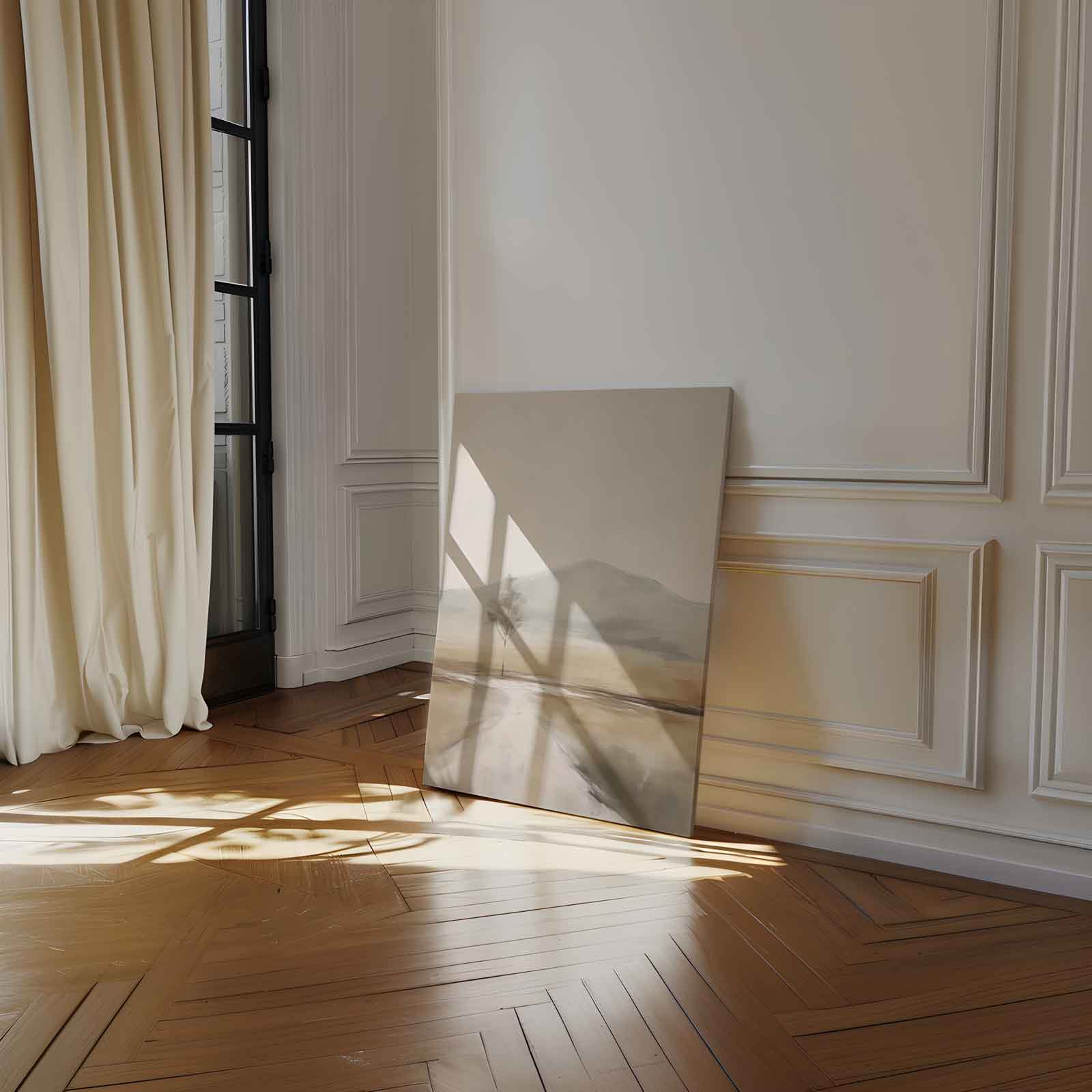 Eenzame Boom in Zacht Landschap Kunstwerk-canvas-dibond-plexiglas-wanddecoratie-WallArtistic