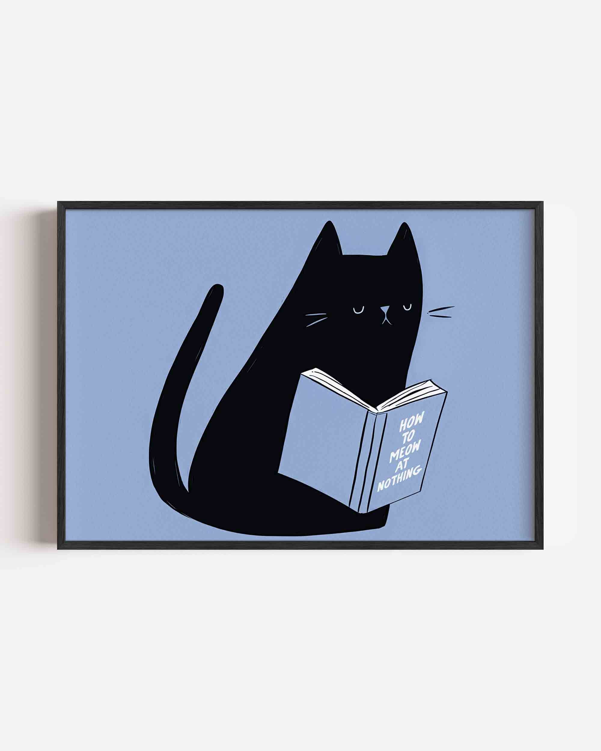 Zwarte kat met boek Poster