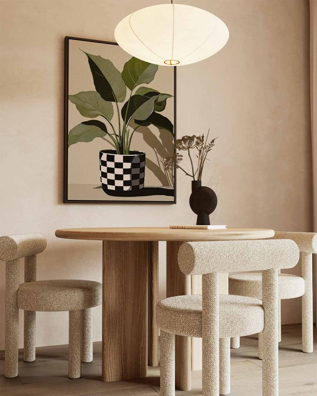 Checkered Plant Pot Art Kunstwerk-canvas-dibond-plexiglas-wanddecoratie-WallArtistic