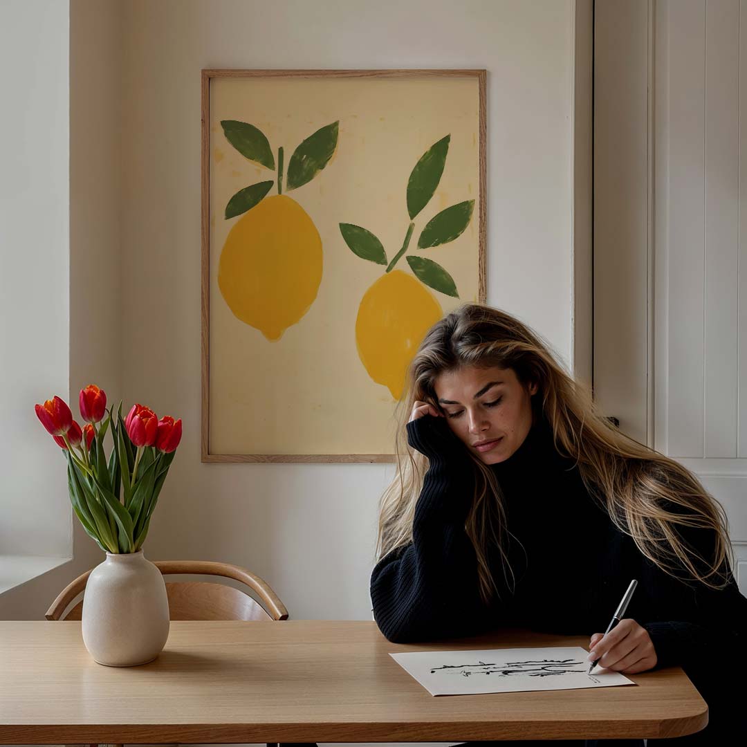 Vrolijke Citroenkunst Poster-WallArtistic