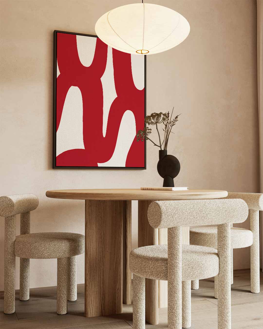 Speelse Rode Bochten Kunstwerk-canvas-dibond-plexiglas-wanddecoratie-WallArtistic