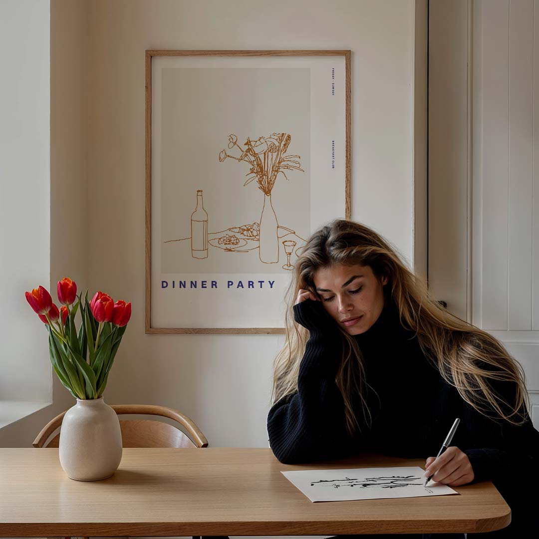 Stijlvolle Dinner Party Poster-WallArtistic