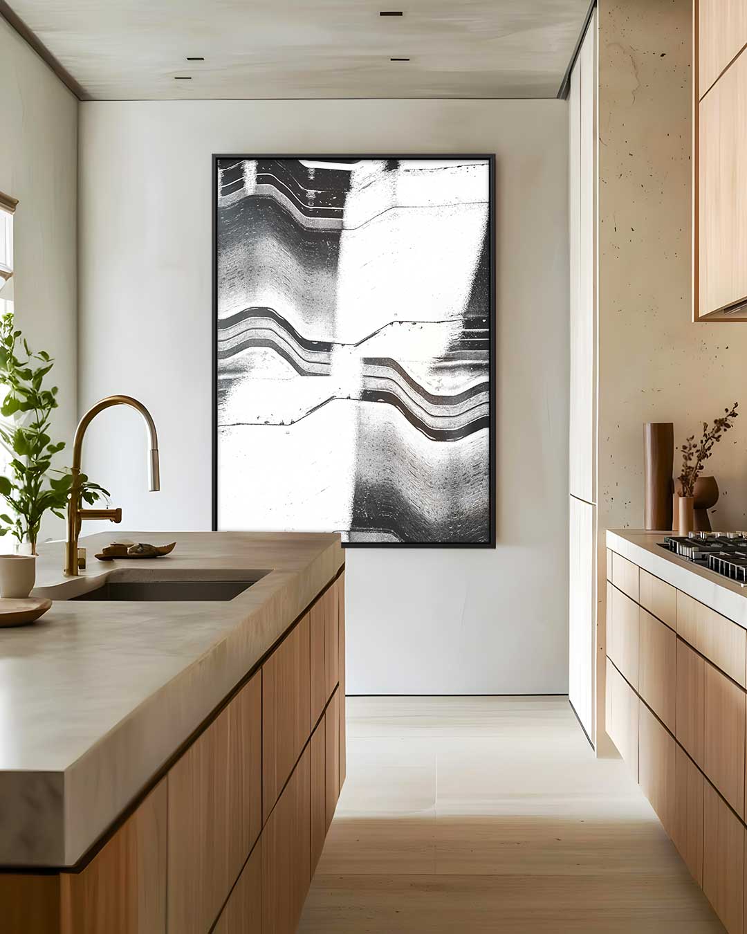 Golvende Contrastlijnen Kunstwerk-canvas-dibond-plexiglas-wanddecoratie-WallArtistic