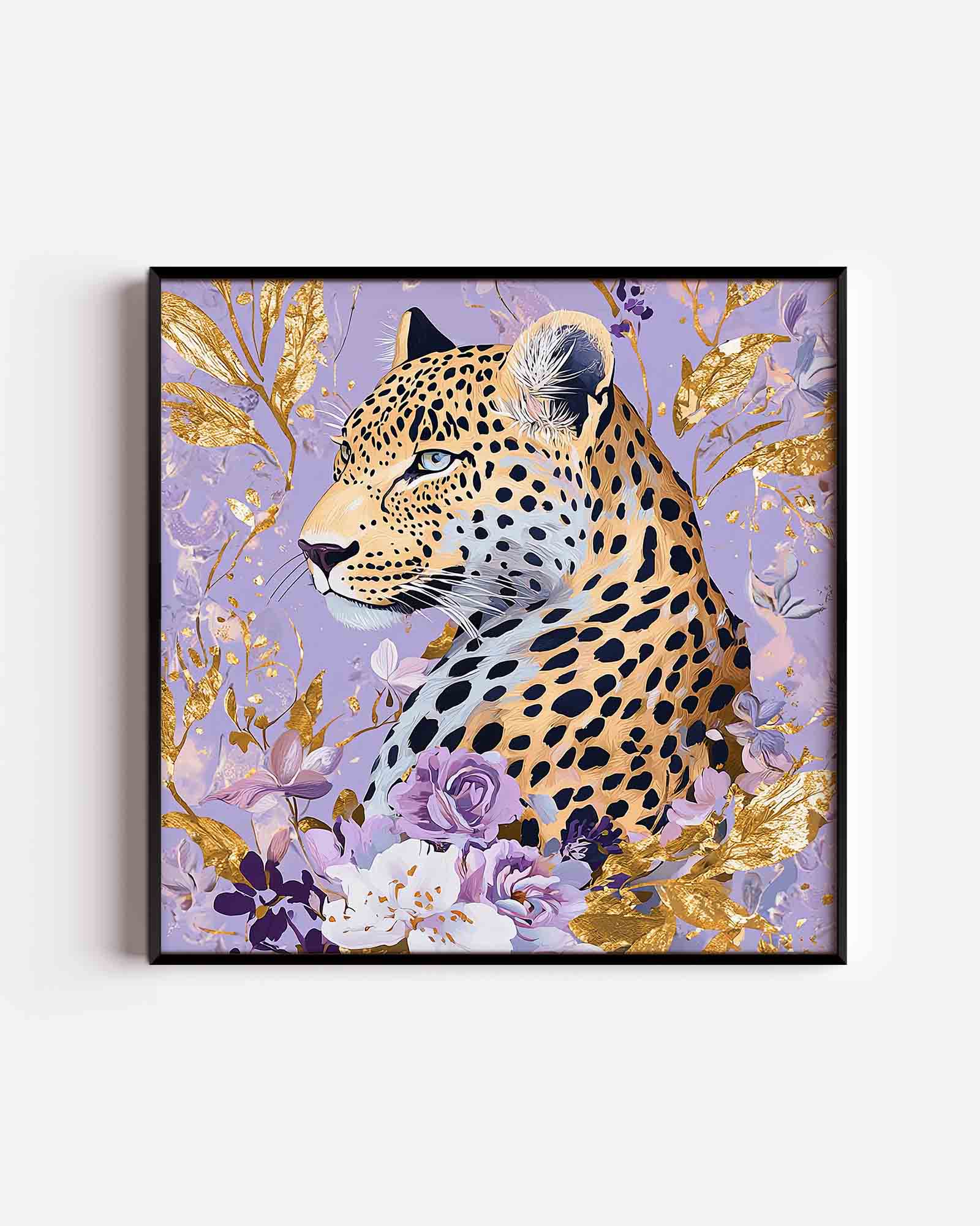 Luipaard met bloemen Poster