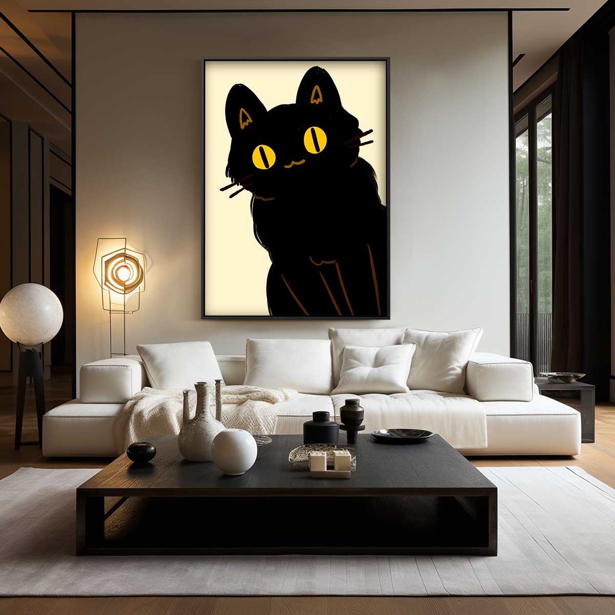 Mystieke Zwarte Kat Kunstwerk-canvas-dibond-plexiglas-wanddecoratie-WallArtistic