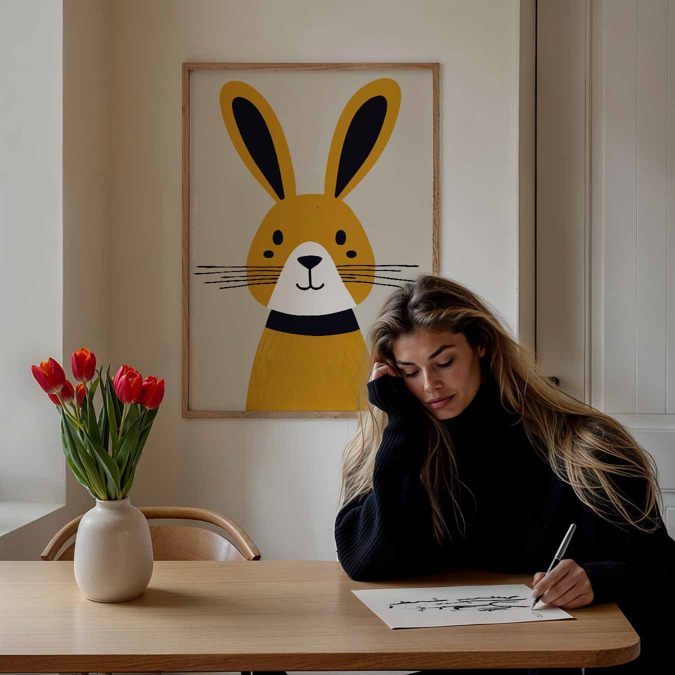 Vrolijke Konijn Kunstposter