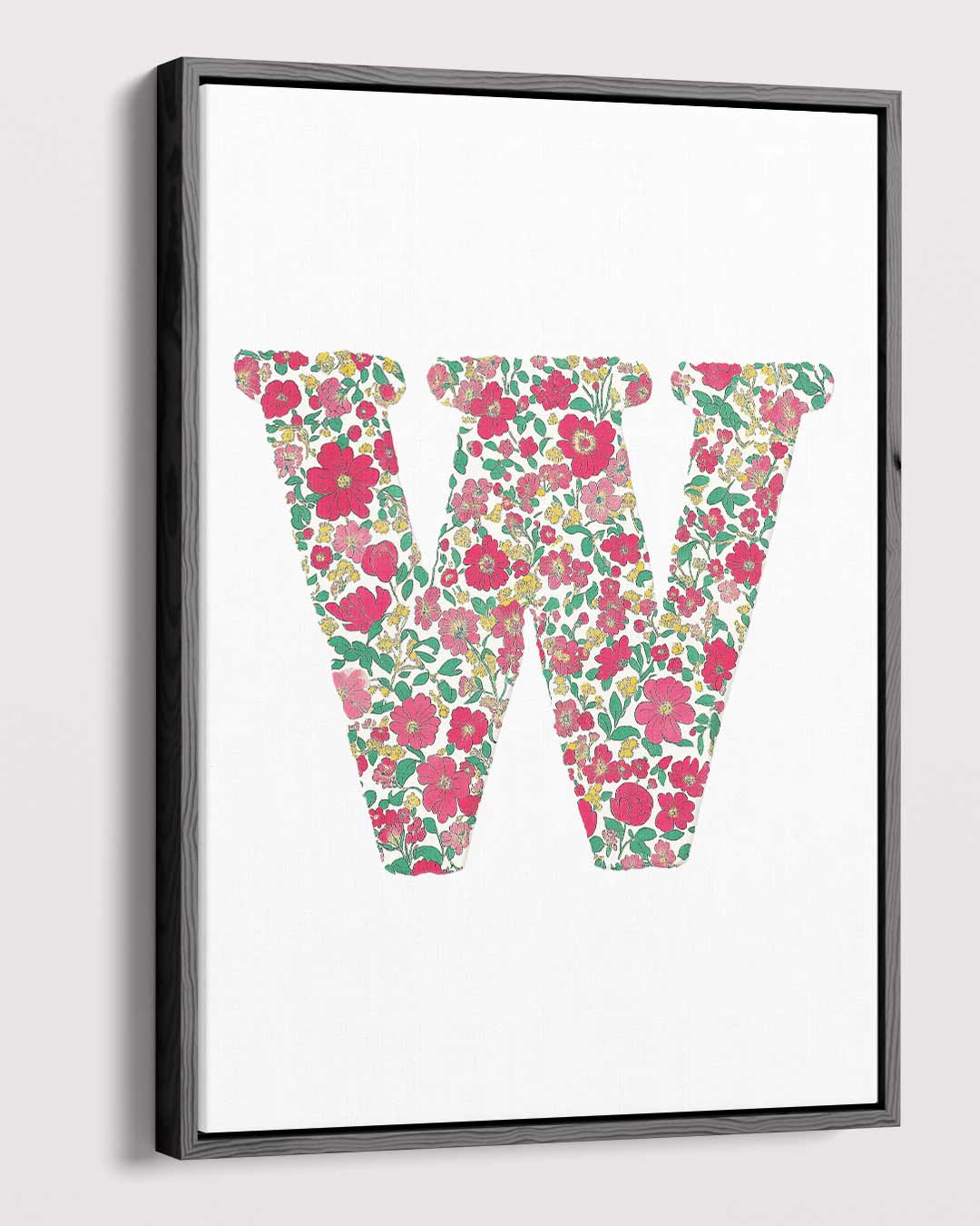Bloemrijke Letter W Kunstwerk-canvas-dibond-plexiglas-wanddecoratie-WallArtistic