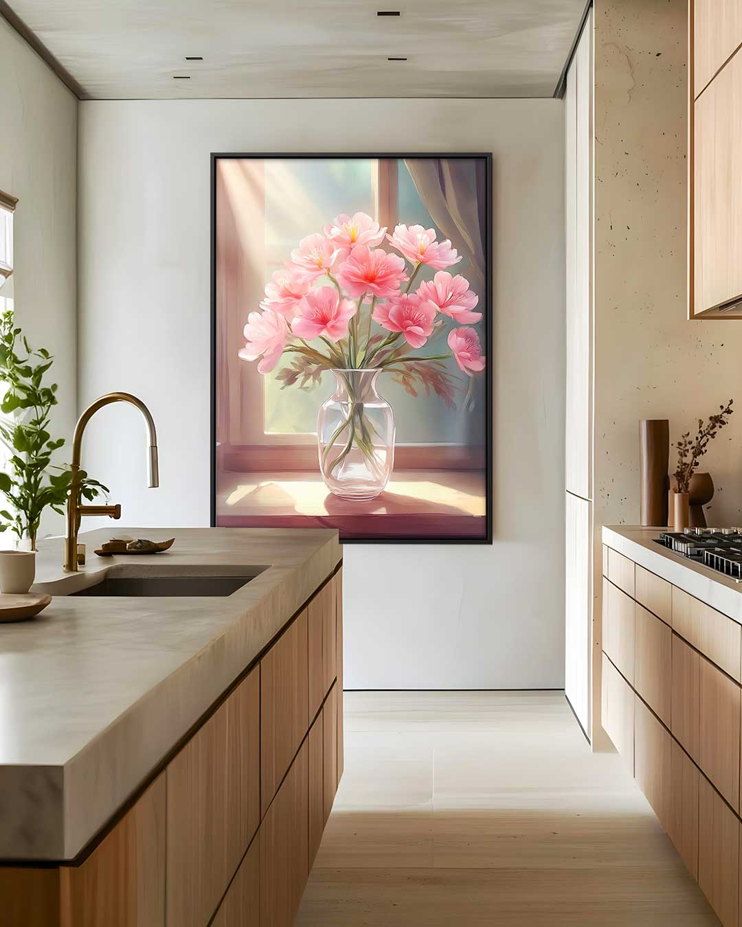 Zonnige Bloemengloed in Vaas Kunstwerk-canvas-dibond-plexiglas-wanddecoratie-WallArtistic
