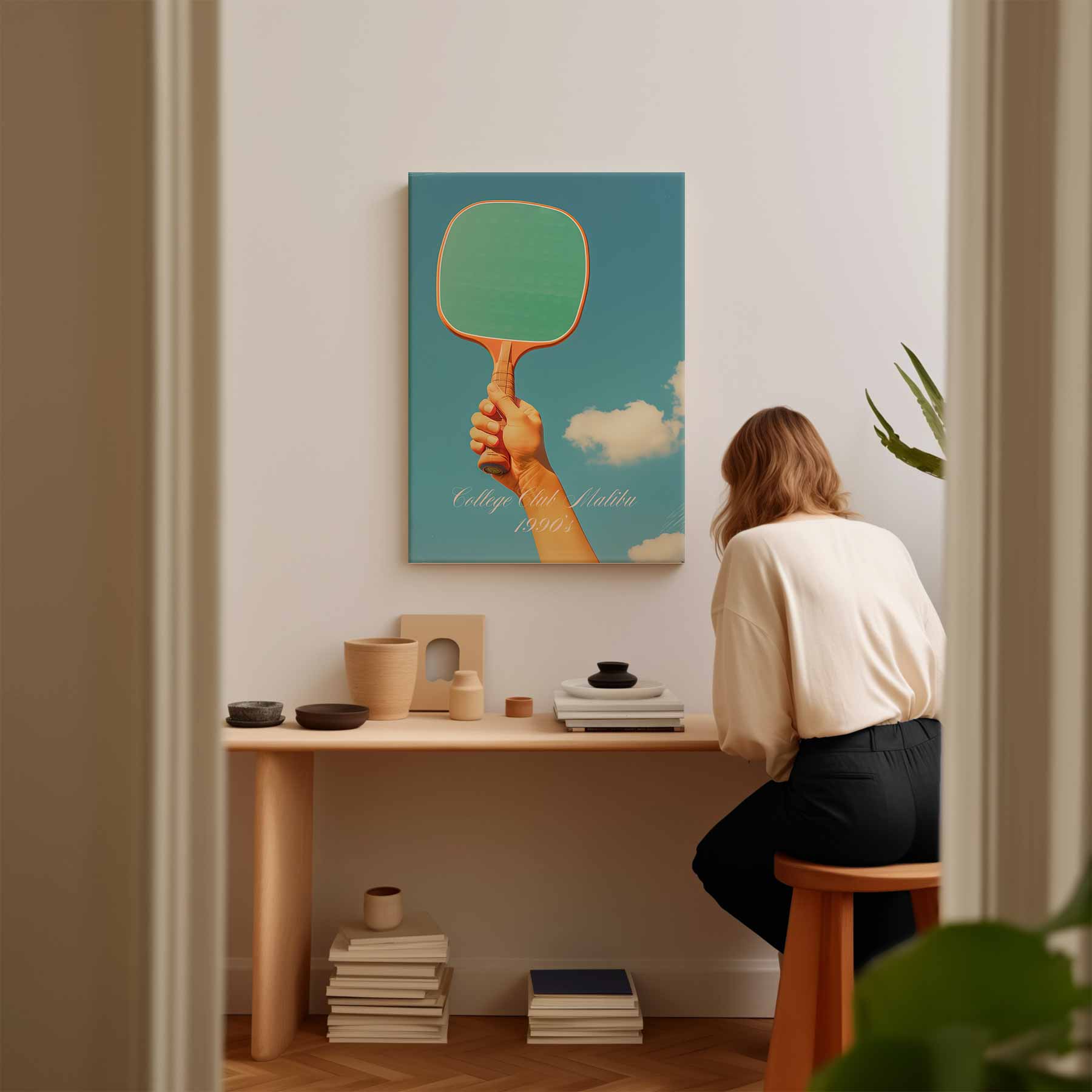 Vintage Tennis Racket Kunstwerk-canvas-dibond-plexiglas-wanddecoratie-WallArtistic