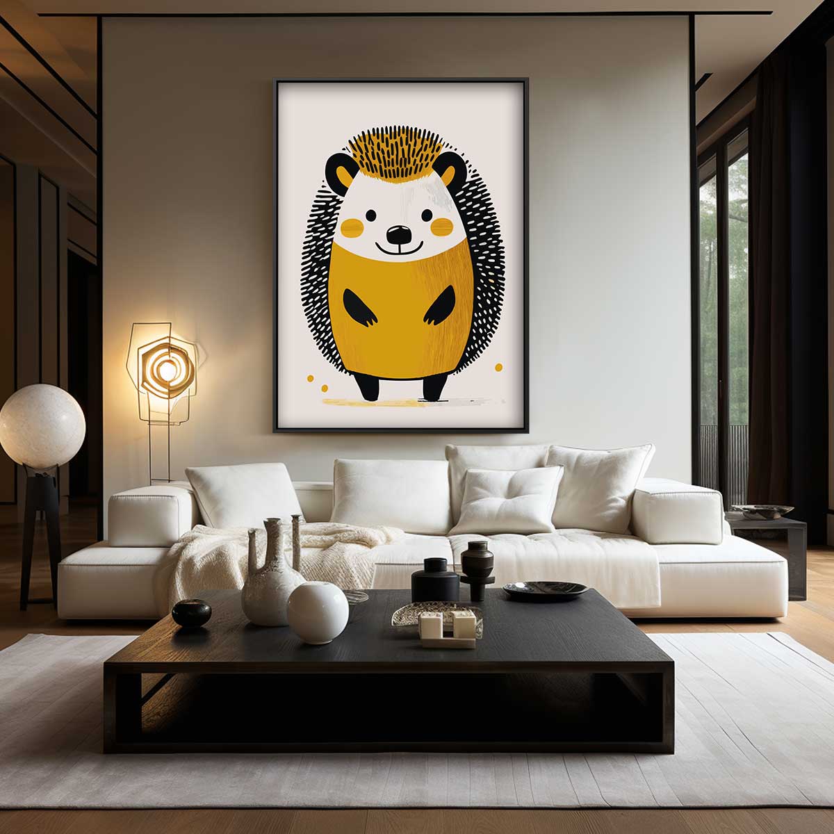 Schattige Egel Illustratie Kunstwerk-canvas-dibond-plexiglas-wanddecoratie-WallArtistic