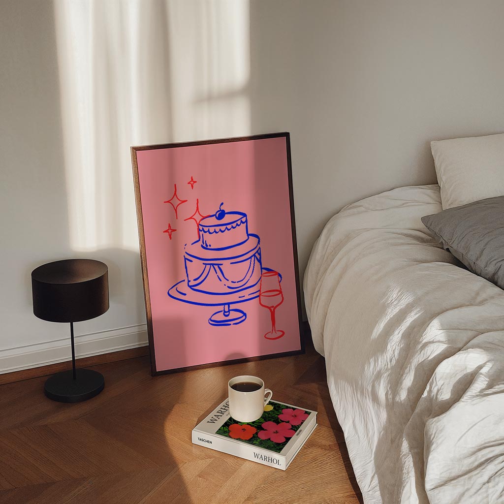 Feestelijke Taart en Wijn Poster