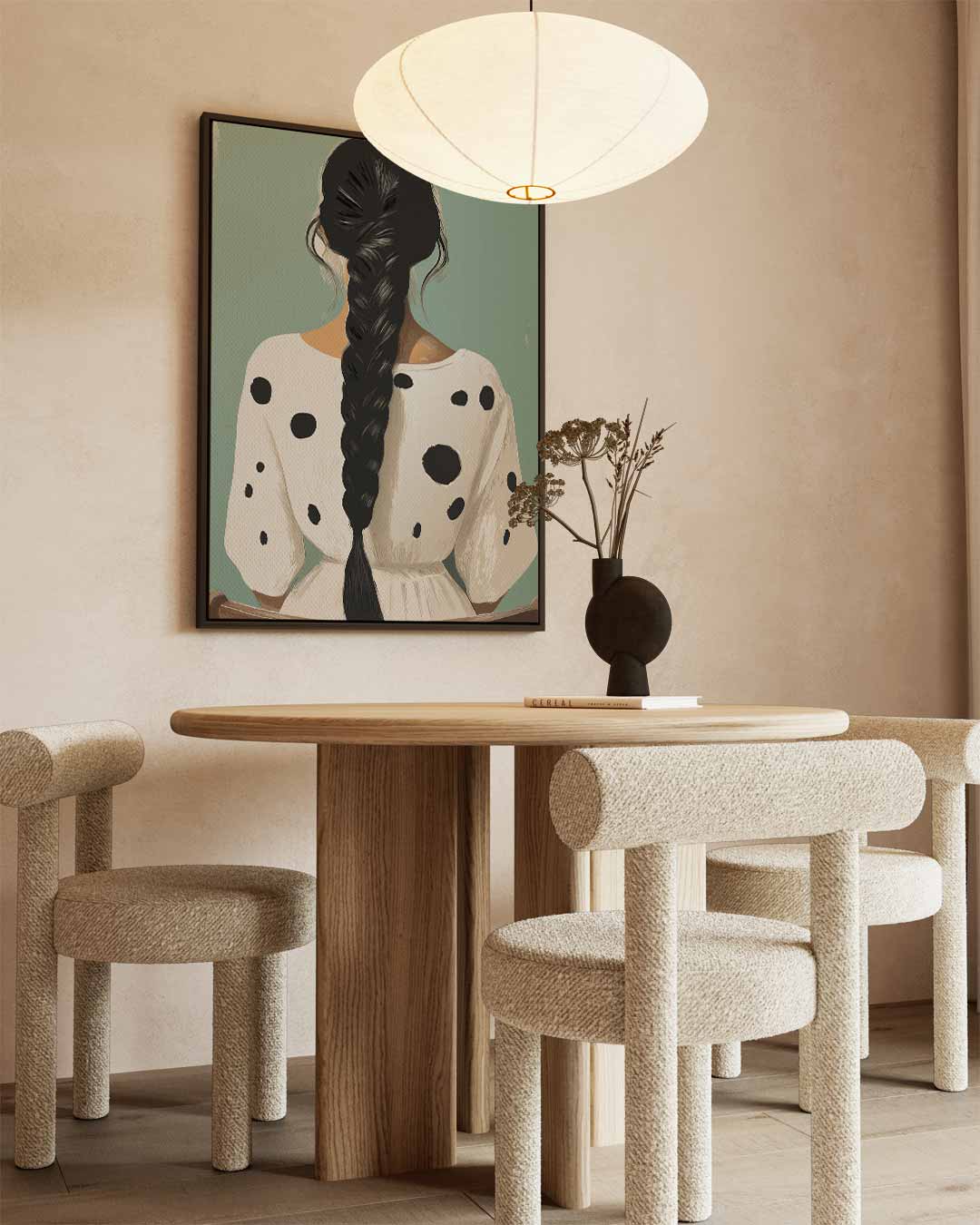Meisje in Gepunte Jurk Kunstwerk-canvas-dibond-plexiglas-wanddecoratie-WallArtistic