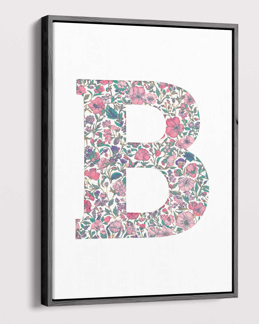 Bloemen Letter B Decoratie Kunstwerk-canvas-dibond-plexiglas-wanddecoratie-WallArtistic