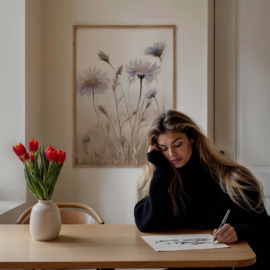 Dromerige Bloemen in Aquarel Poster-WallArtistic